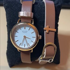 KEEP Collective Women's Watch with Brown Leather Strap